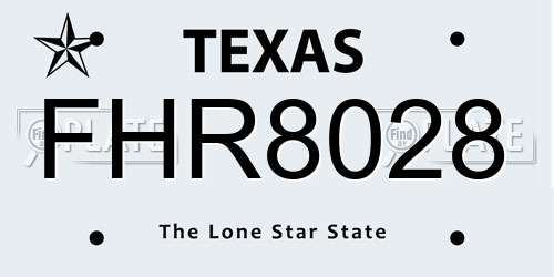 FHR8028 Texas License Plate