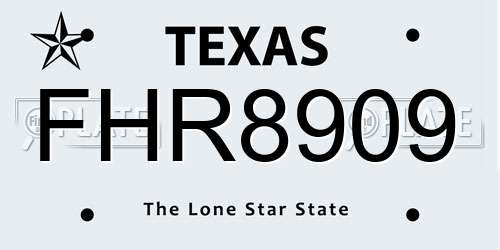 FHR8909 Texas License Plate