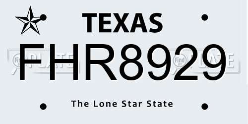 FHR8929 Texas License Plate