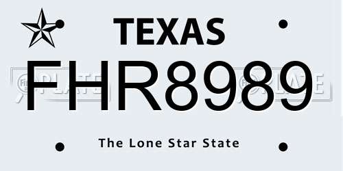 FHR8989 Texas License Plate