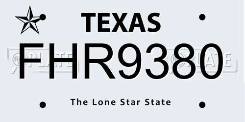 FHR9380 Texas License Plate