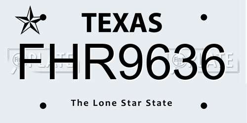 FHR9636 Texas License Plate