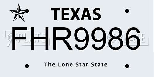 FHR9986 Texas License Plate