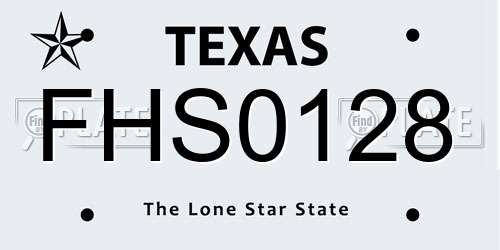 FHS0128 Texas License Plate