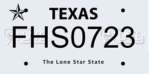 FHS0723 Texas License Plate