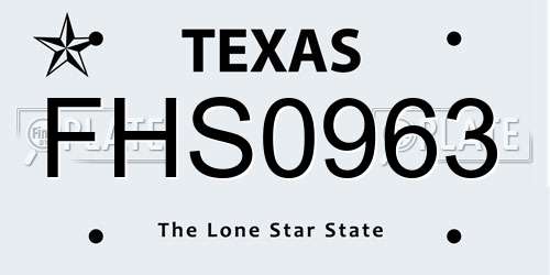 FHS0963 Texas License Plate