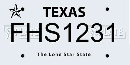FHS1231 Texas License Plate