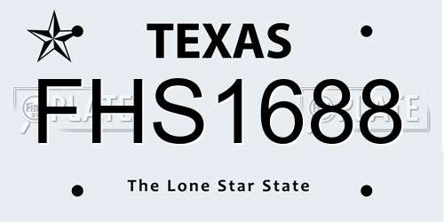 FHS1688 Texas License Plate