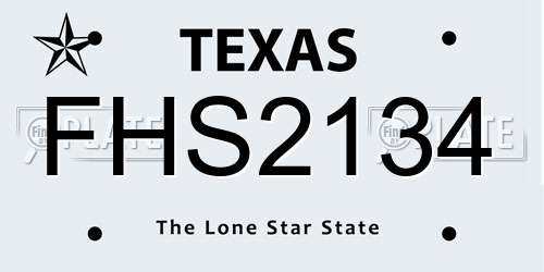 FHS2134 Texas License Plate