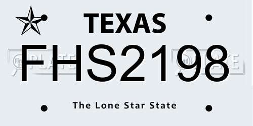 FHS2198 Texas License Plate