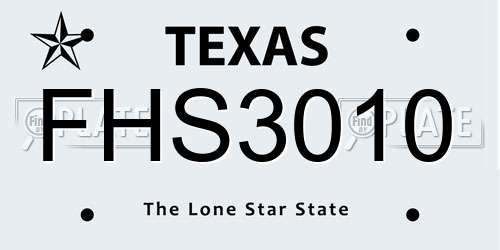 FHS3010 Texas License Plate