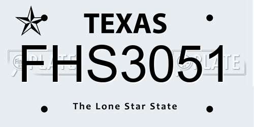 FHS3051 Texas License Plate