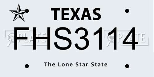 FHS3114 Texas License Plate