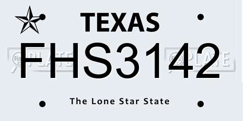 FHS3142 Texas License Plate
