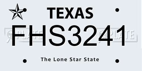 FHS3241 Texas License Plate