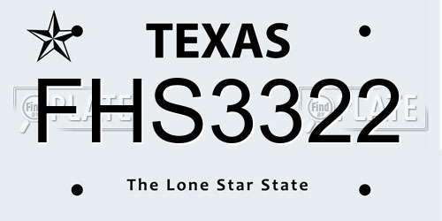 FHS3322 Texas License Plate