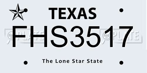 FHS3517 Texas License Plate