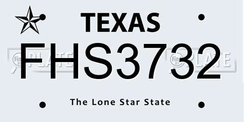 FHS3732 Texas License Plate