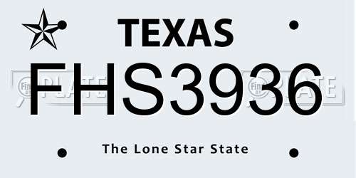 FHS3936 Texas License Plate