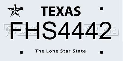 FHS4442 Texas License Plate
