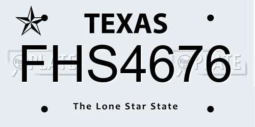 FHS4676 Texas License Plate