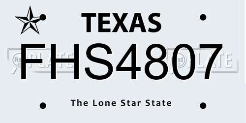 FHS4807 Texas License Plate