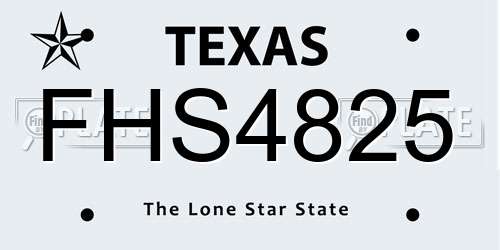 FHS4825 Texas License Plate