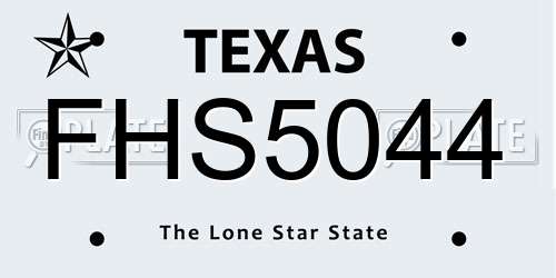 FHS5044 Texas License Plate