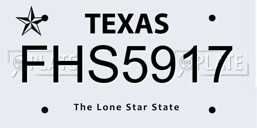 FHS5917 Texas License Plate