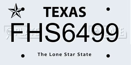 FHS6499 Texas License Plate