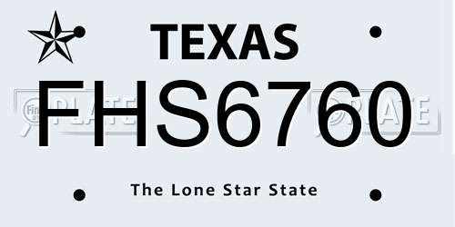 FHS6760 Texas License Plate