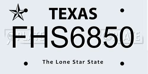 FHS6850 Texas License Plate