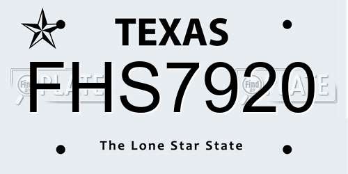 FHS7920 Texas License Plate