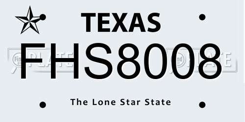 FHS8008 Texas License Plate