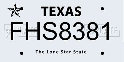 FHS8381 Texas License Plate