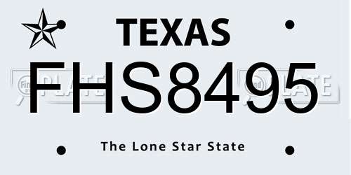 FHS8495 Texas License Plate
