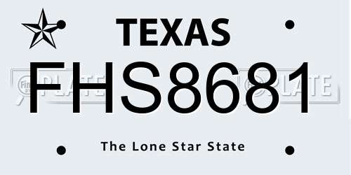 FHS8681 Texas License Plate