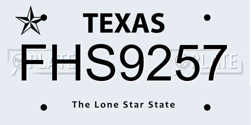 FHS9257 Texas License Plate