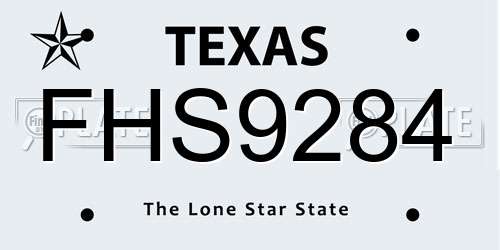 FHS9284 Texas License Plate