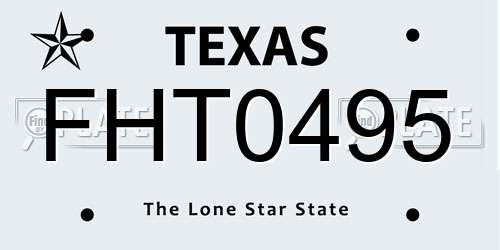 FHT0495 Texas License Plate