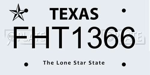 FHT1366 Texas License Plate