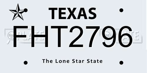 FHT2796 Texas License Plate