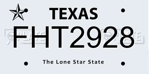 FHT2928 Texas License Plate