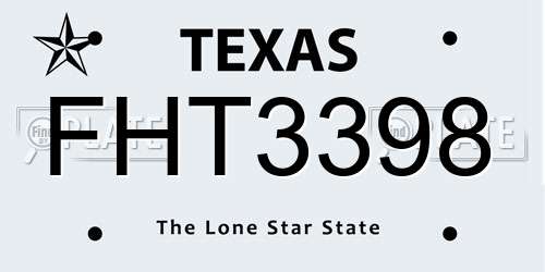 FHT3398 Texas License Plate
