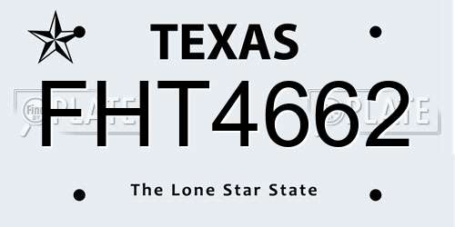 FHT4662 Texas License Plate
