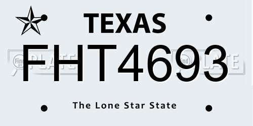 FHT4693 Texas License Plate