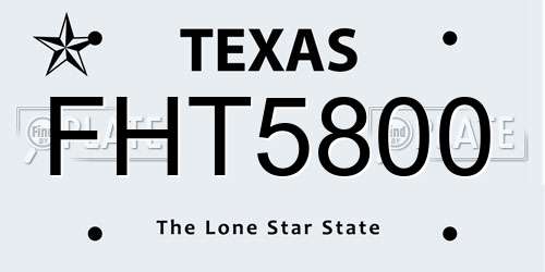 FHT5800 Texas License Plate