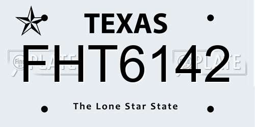 FHT6142 Texas License Plate