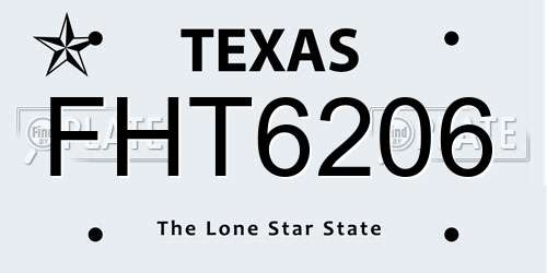 FHT6206 Texas License Plate
