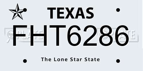 FHT6286 Texas License Plate